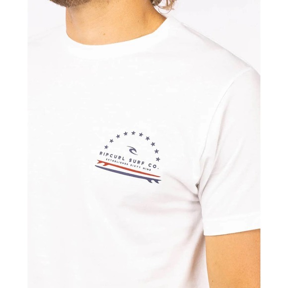 Rip Curl Men's Americana Stars Premium Tee T-Shirt in White - Picture 5 of 5